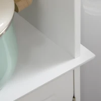HOMCOM Hochschrank Badezimmerschrank mit 3 offenen Fächern Standregal Badschrank Aufbewahrung 6 Fächer MDF Weiß 40 x 23 x 160 cm(m-8)