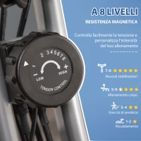 HOMCOM Cyclette Pieghevole 2 in 1, Resistenza Magnetica Regolabile 8 Livelli, Bici da Fitness con Sensore di Frequenza Cardiaca, Elastici per Braccia, Schermo LCD, Volano 2.5kg, Grigio(m-6)