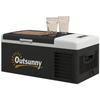 Outsunny 16L Portable Car Fridge, -20℃ to 10℃ Adjustable Temperature - Black/Grey(m-11)