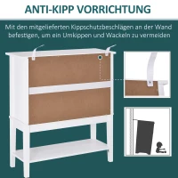 HOMCOM Küchenschrank, Sideboard mit 3 Schichten, Küchenbuffet, Vitrinenschrank mit Glastür im Landhausstil, Geschirrschrank, Buffetschrank für kleine Räume, MDF, Weiß, 80 x 28 x 84 cm(m-7)