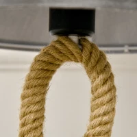 HOMCOM Nautical Table Lamp with Rope Base for E27 LED Halogen Bulb, Desk Fabric Light, Bedroom, Living room, Study(m-9)