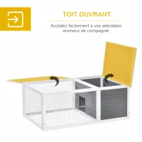 PawHut Clapier cage à lapins imperméable grand espace en bois massif gris 115x66x47,5 cm(m-5)