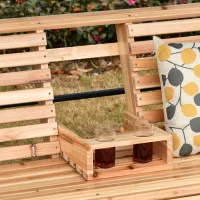 Outsunny Dondolo Sospeso 3 Posti, Dondolo in Legno per Giardino o Terrazzo con Tavolino Pieghevole e Portabicchieri(m-9)