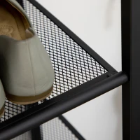 HOMCOM Schuhregal in Industriedesign, mit 7 Regalen, für bis zu 24 Paar Schuhe, Standregal, Grau + Schwarz(m-8)