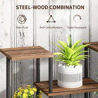 Outsunny Four-Tier Wooden Shelf Plant Stand(m-5)