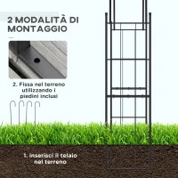 Outsunny Archetto da Giardino per Piante Rampicanti e Decorazioni, Metallo Nero, 157x40x223cm(m-5)
