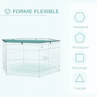 PawHut Parc enclos modulable acier 6 panneaux et 1 porte pour chiens lapins rongeurs petits animaux intérieur extérieur Ø 120 x 60 cm gris métal vert(m-4)