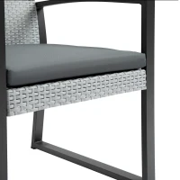 Outsunny Polyrattan Sitzgruppe für 2 Personen Balkonmöbel Set mit Beistelltisch mit Sitzkissen Stahl Schwarz+Grau(m-8)