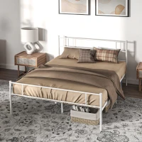 HOMCOM King Bed Frame, Metal Bed Base with Headboard and Footboard, Metal Slat Support and 31cm Underbed Storage Space(m-10)