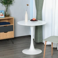 HOMCOM Table ronde tulipe design Ø 60 x 73H cm métal MDF blanc(m-2)