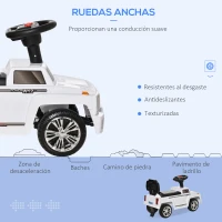 HOMCOM Coche Correpasillos para Bebé de 18-36 Meses Coche sin Pedales con Faros Música Bocina Compartimento de Almacenaje y Respaldo Alto 68x30,5x41,5 cm Blanco(m-7)