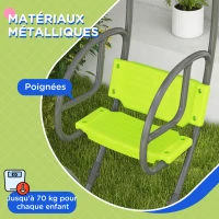 Outsunny Balançoire pour enfants structure en métal avec poignée pour 2 enfants de 3 à 6 ans 110,5 x 40,5 x 180 cm vert(m-5)