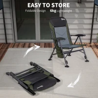 Outsunny Foldable Metal Frame Fishing Chair, with Adjustable Legs - Green/Black(m-7)