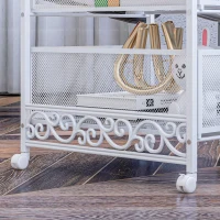 HOMCOM Carrello Portaoggetti a 3 Livelli in Truciolato e Acciaio, 34x29.5x57.5 cm, Bianco(m-8)