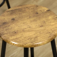 HOMCOM Ensemble table haute et 4 tabourets avec Repose-Pieds, métal noir et aspect bois pour cuisine salle à manger(m-9)