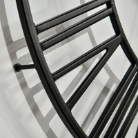 HOMCOM Wanduhr Vintage-Design 60 cm Durchmesser, mit römischen Zahlen, geräuschlos 60 cm x 60 cm x 4 cm Schwarz Natur(m-8)