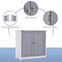 kleankin Waschbeckenunterschrank Badezimmerschrank Waschtischunterschrank mit 2 Türen Regal verstellbar MDF Weiß+Grau 60 x 30 x 60 cm(m-7)