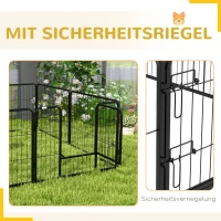 PawHut Welpenauslauf Welpengehege Tiergehege, klappbar, verriegelbare Tür, wetterbeständig, 8 Paneele, Schwarz(m-7)