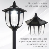 Outsunny Lampione da Esterni con 6 Luci LED Accensione Automatica Impermeabile(m-7)