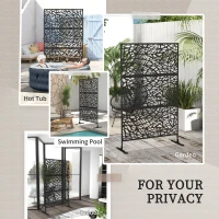 Outsunny Metal Decorative Privacy Screen Outdoor Divider, Black Twisted Lines(m-6)
