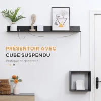 HOMCOM Ensemble de meuble d'entrée avec banc à chaussures, meuble à chaussures, 4 patères et étagère pour l'entrée, noir et naturel(m-7)