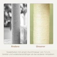 PawHut Kratzbaum 100 cm Katzenturm mit Sisalstämme, große Plattform, mehrstöckiger Katzenkratzbaum, Kletterbaum, für kleine & mittelgroße Katzen, Beige(m-5)