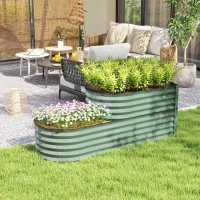 Outsunny Two-Tier Galvanised Steel Garden Planter - Light Green(m-2)