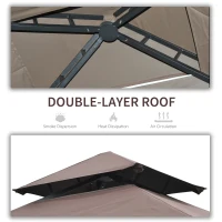 Outsunny Gazebo per Barbecue Tendone Espandibile con Doppio Tetto in Poliestere Caffè, 250 x 150cm(m-5)