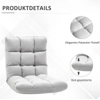 HOMCOM Bodenstuhl Faltbar Bodensessel mit Liegefunktion Verstellbarer Rückenlehne, gepolstert Relaxsessel zum Fernsehen, Lesen, Meditationsstuhl Lazy Sofa Lesesessel für Meditation Zuhause Grau(m-6)