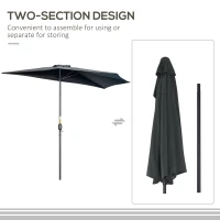Outsunny 3(m) Half Parasol, Semi Round Umbrella with Metal Frame, Crank Handle for Balcony, Garden, Black(m-6)