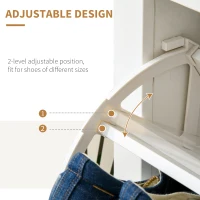 HOMCOM Narrow Shoe Cabinet, Space Saving Shoe Storage Cabinet with 2 Flip Drawers and Adjustable Shelves for 6-12 Pairs of Shoes for Hallways and Living Room, White(m-5)