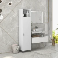 HOMCOM Bibliothèque armoire rangement niche supérieure placard 3 étagères intérieures pour salon bureau 40 x 35 x 177 cm blanc(m-2)