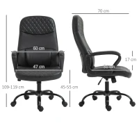 Vinsetto Bürostuhl Massage höhenverstellbarer Chefsessel Gamingstuhl mit Massagefunktion ergonomischer Drehstuhl Massage Sessel PU-Leder Stahl Schwarz 60 x 70 x 109-119 cm(m-3)