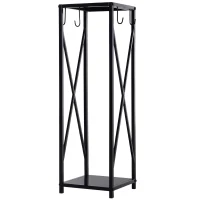 Outsunny Portalegna da Interno ed Esterno Salvaspazio in Metallo con Paletta, Scopino, Attizzatoio e Pinza, 34x34x111cm, Nero(m-10)