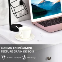 HOMCOM Bureau informatique multimédia multi-rangements 3 tiroirs 2 étagères 120L x 49l x 72H cm blanc(m-6)