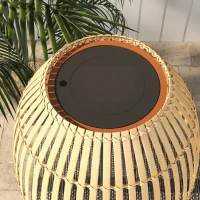 Outsunny Lampadaire extérieur LED solaire sans fil avec batterie rechargeable par USB avec abat-jour bambou - dim. Ø39 x 153H cm(m-9)