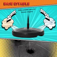 HOMCOM Saco de Boxeo para Niños de +3 Años Altura Ajustable Set de Boxeo Punching Ball con Guantes e Inflador Base Rellenable 33x33x73-109 cm Negro y Rojo(m-7)