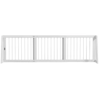 PawHut Hunde-Absperrgitter, rutschfest, freistehend, ausziehbar, Holzrahmen, 71-190x38,5x56cm, Weiß(m-10)
