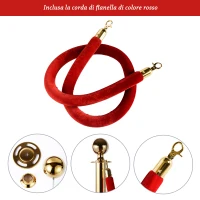 Outsunny Colonnina Segnapercorso per Code Separatore in Acciaio Rosso e Oro(m-7)