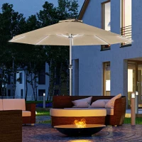 Outsunny 3m Parasol, with Solar-Powered LED Lights - Khaki(m-2)