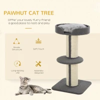 PawHut 91cm Cat Tree, Cat Tower with Scratching Post, Bed, Perch, Removable Cushion for Indoor Kittens, Grey(m-4)