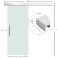 HOMCOM Porta Scorrevole Interna in Vetro Smerigliato con Binario B1 e Maniglia per Bagno Cucina Studio Vetro 205x 77,5x 0,8cm(m-3)