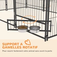 PawHut Chenil extérieur pour Chiens en acier et Tissu Oxford Support gamelle et Toit résistant aux intempéries Espace spacieux(m-6)