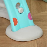 HOMCOM Scivolo per Bambini da 18 Mesi Pieghevole con 3 Scalini e Canestro Basket, Scivolo da Interno ed Esterno, 147x82x85.5 cm, Blu e Grigio(m-9)