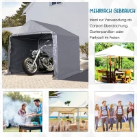 Outsunny Foliengerätehaus, Gerätehaus im Garten, Foliengarage, Galvanisierter Stahl, PE, Grau 2 x 2 x 1,95 m(m-4)