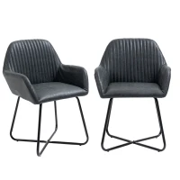 HOMCOM Set 2 Sedie Moderne per Sala da Pranzo, Cucina o Soggiorno, Sedie Imbottite in Similpelle Nera 60x56.5x85cm(m-10)