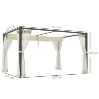 Outsunny 3 x 4m Aluminium Frame Pergola, with Retractable Roof - Khaki(m-3)