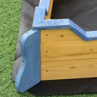 Outsunny Arenero Infantil de Madera Diseño de Galeón con 2 Escalones Banco con Almacenaje Bandera y Timón Cajón de Arena(m-8)