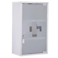 HOMCOM Armoire à pharmacie murale à 3 niveaux en acier inoxydable avec porte verrouillable en verre avec 2 clés(m-12)