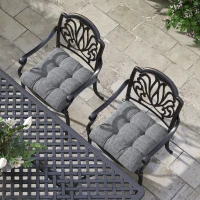 Outsunny Lot de 4 coussins de chaise de jardin, Coussins extérieur capitonné, dim. 48L x 48l cm Gris(m-8)